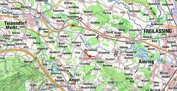 Die BGL 10 zwischen Thundorf und Vachenlueg wird je nach Witterung ab Mitte März täglich von 19:00 bis 07:00 Uhr früh gesperrt. Umfahrungsmöglichkeiten sind ausgeschildert.